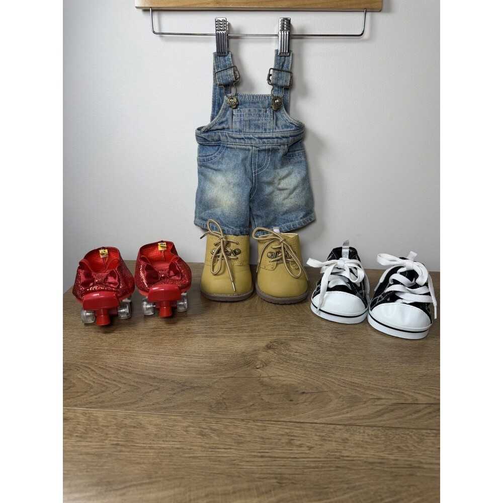 Build A Bear Clothing Lot - Overalls / 2 Pairs Shoes / Skates
